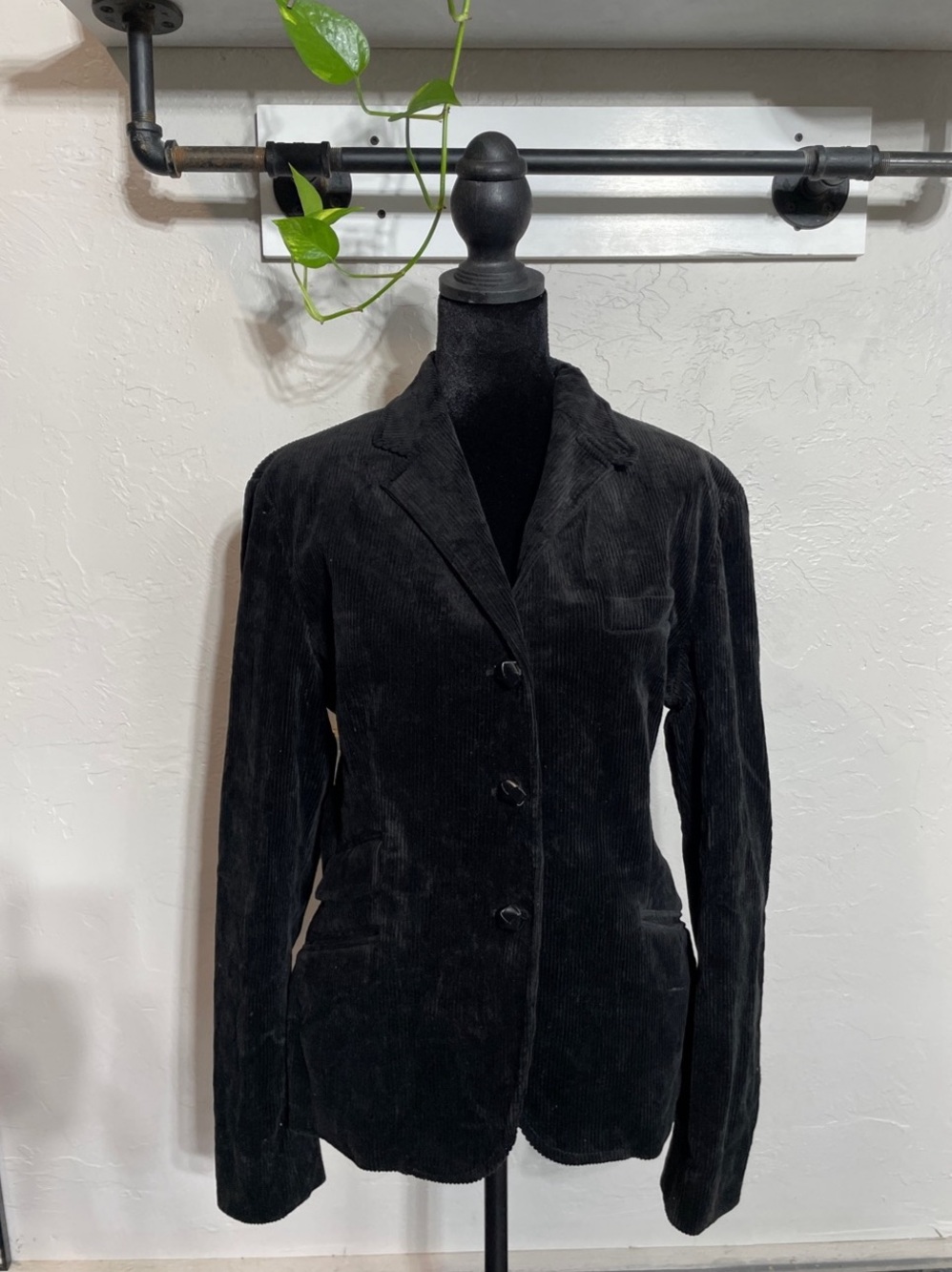 Vintage Lauren Ralph Lauren Blazer Jacket Women's Black Corduroy Lined Classic